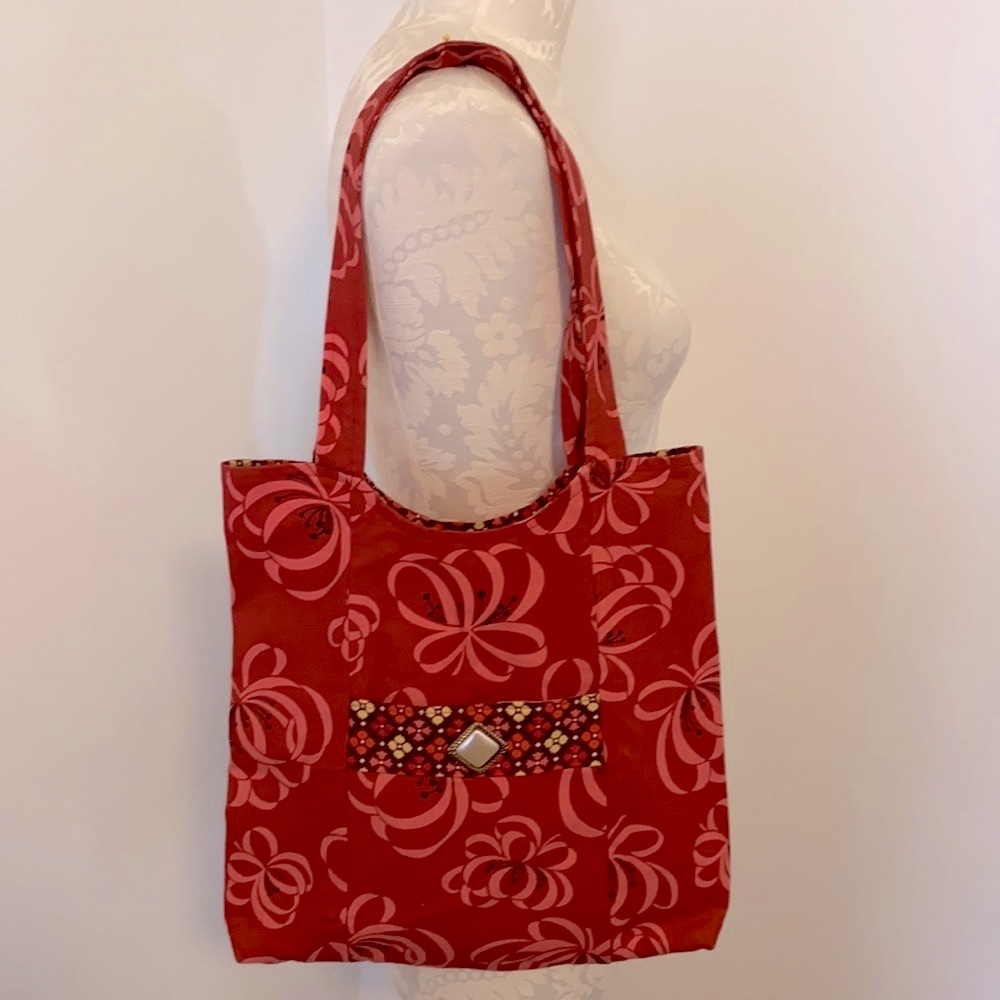Handmade RED TOTE! 😍🥰 Cotton! lots of pockets!